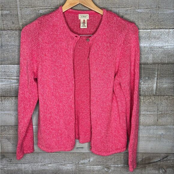 L.L. Bean small Women's Pink button up cardigan spring knit Sweater - Picture 1 of 4